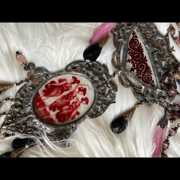 Antique Czecho glass necklace women figures dancing - Picture 5 of 5